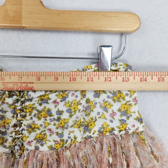 Free People One Skort Womens 26 Yellow Floral Blossom Mini Skirt Tie Front Tulle - Picture 5 of 12